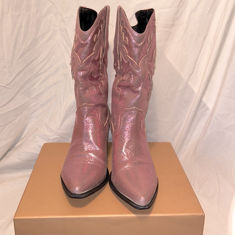 Western Boots Metallic Mid Calf Boots size 39 size 8 women’s With Box